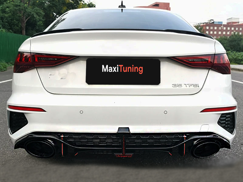 Audi A3 8Y 2020-2024 Sedan Rear Bumper Diffuser RS3 Style BLACK